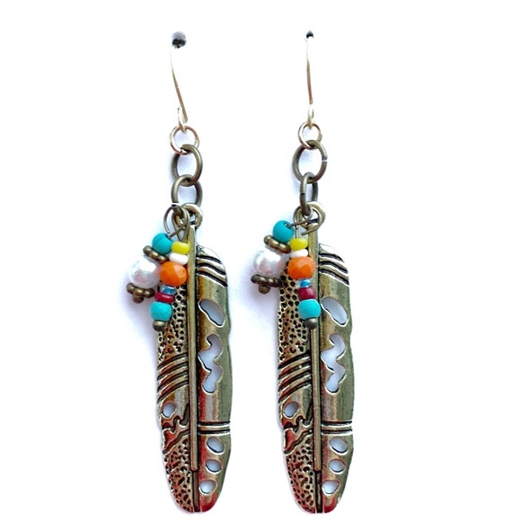 Jewelry - 3 for $25 💖 large gold feather earrings